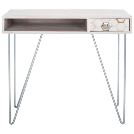 Safavieh Raveena Desk, White Washed & Silver DSK9002B